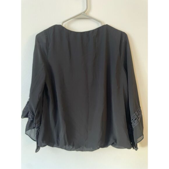 BONGO Womens Size Large Black Long Sleeve Round Neck Blouse Basic Professional - Picture 3 of 3
